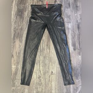 SPANX Women's Faux Leather Leggings Black XL High Waisted